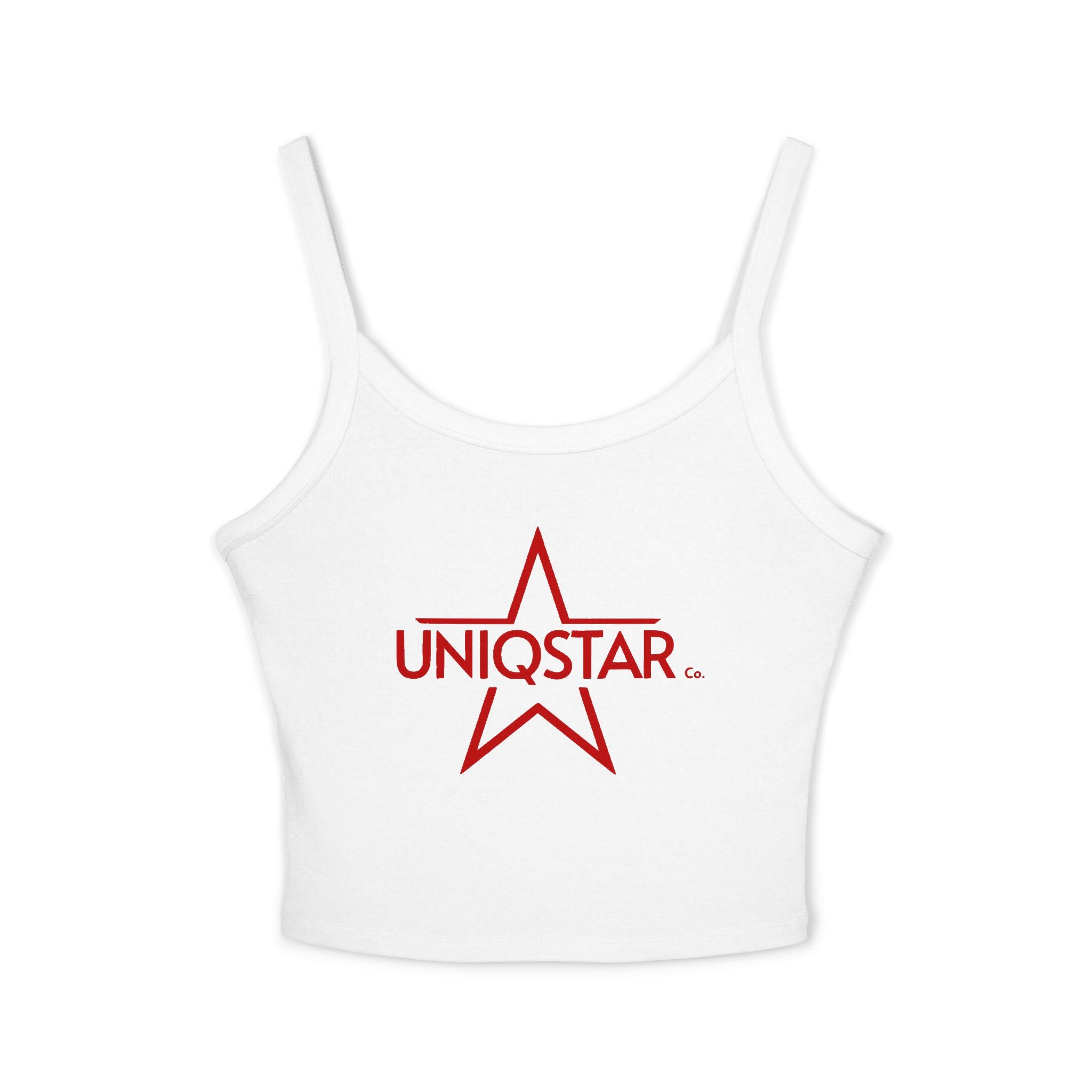 Uniqstar Red Star Crop Tank Top – Women’s Spaghetti Strap Graphic Tank